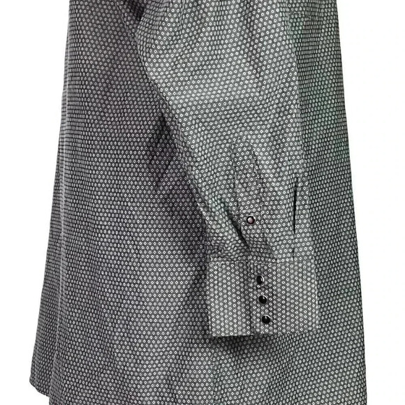 Panhandle Slim Men 18 36 Pearl Snap Western Shirt Gray Geometric Long Sleeve - Picture 4 of 7
